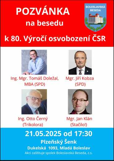 Pozvánka na besedu k 80. výročí osvobození ČSR