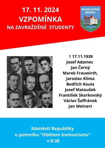 Pozvánka na připomenutí událostí 17. listopadu